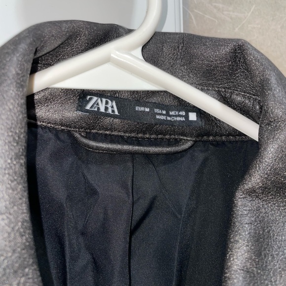 Mens brand new Zara washed black faux leather jacket in medium - Picture 3 of 3